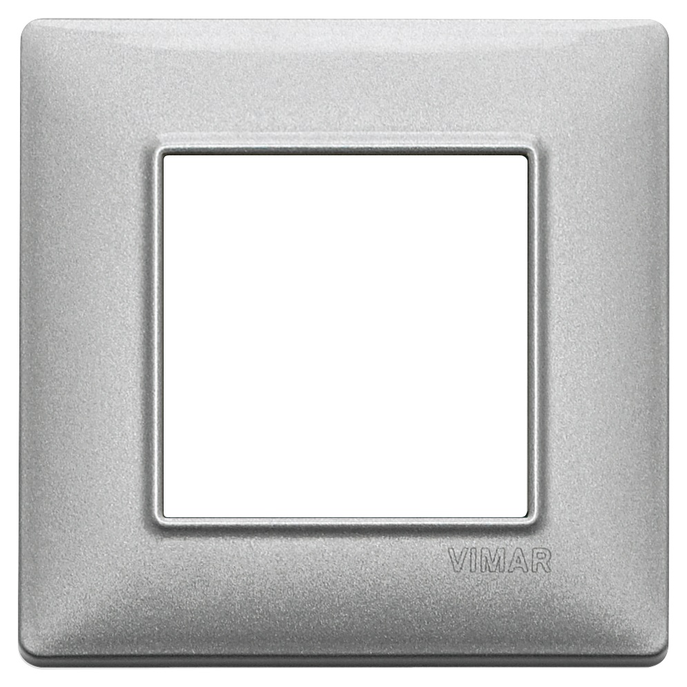 Placca 2 moduli metallo Silver per installazioni elettriche design moderno
