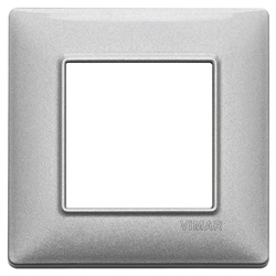 Placca 2 moduli metallo Silver per installazioni elettriche design moderno