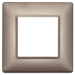 Placca 2 moduli metallo nichel perlato per installazioni elettriche