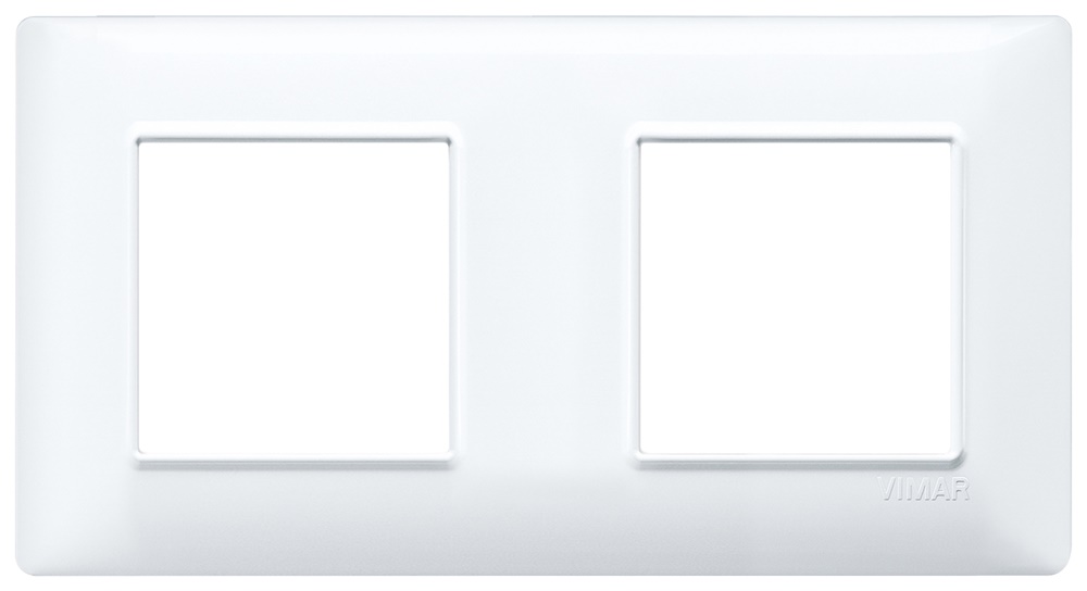 Placca 4 moduli 2+2 interasse 71 mm tecnopolimero bianco per installazioni elettriche incasso