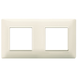 Placca 4 moduli (2+2) interasse 71 mm tecnopolimero beige per installazioni elettriche incasso
