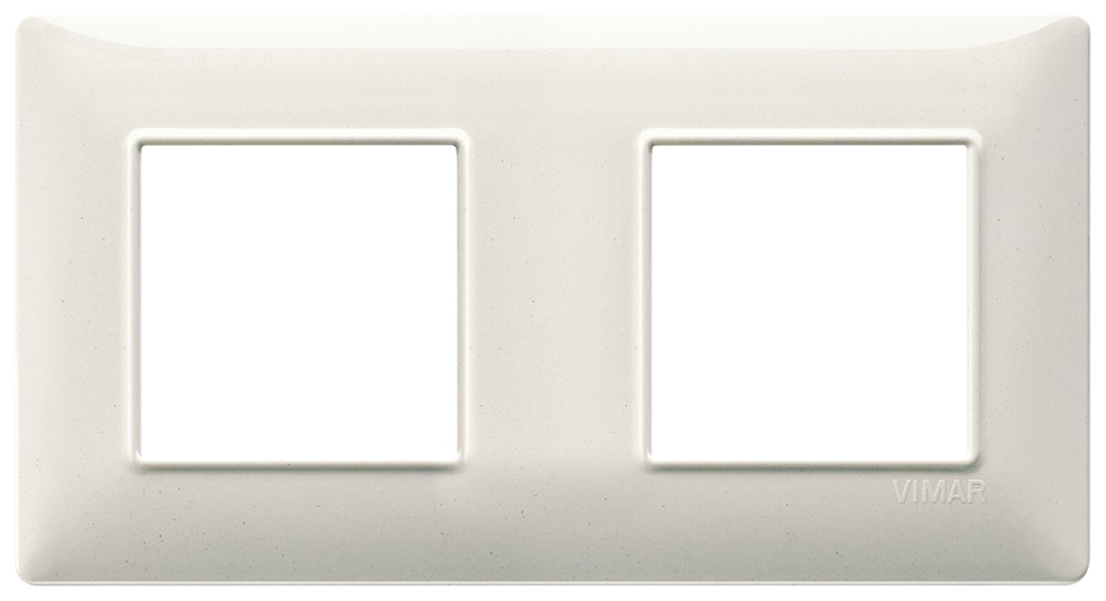 Placca 4 moduli 2+2 interasse 71 mm tecnopolimero bianco granito per impianti elettrici