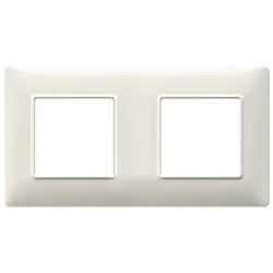 Placca 4 moduli 2+2 interasse 71 mm tecnopolimero bianco granito per impianti elettrici