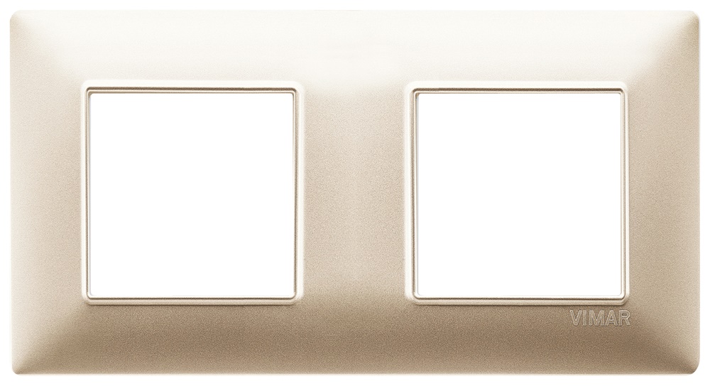 Placca 4 moduli (2+2) interasse 71 mm tecnopolimero champagne opaco per installazioni elettriche