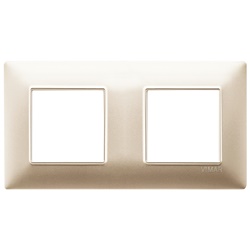 Placca 4 moduli (2+2) interasse 71 mm tecnopolimero champagne opaco per installazioni elettriche