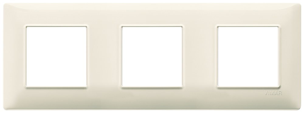 Placca 6 moduli (2+2+2) interasse 71 mm tecnopolimero beige per installazioni elettriche interne