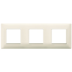 Placca 6 moduli (2+2+2) interasse 71 mm tecnopolimero beige per installazioni elettriche interne