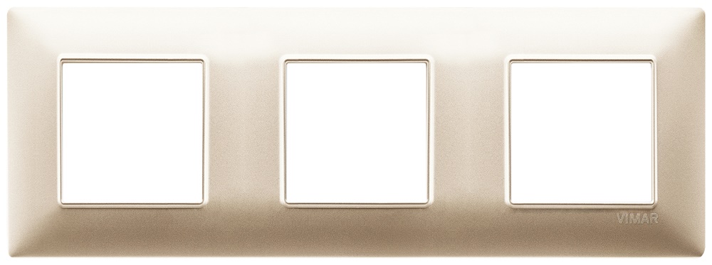 Placca 6 moduli (2+2+2) interasse 71 mm tecnopolimero champagne opaco per impianti elettrici