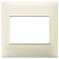 Placca 3 moduli beige tecnopolimero per impianti elettrici standard