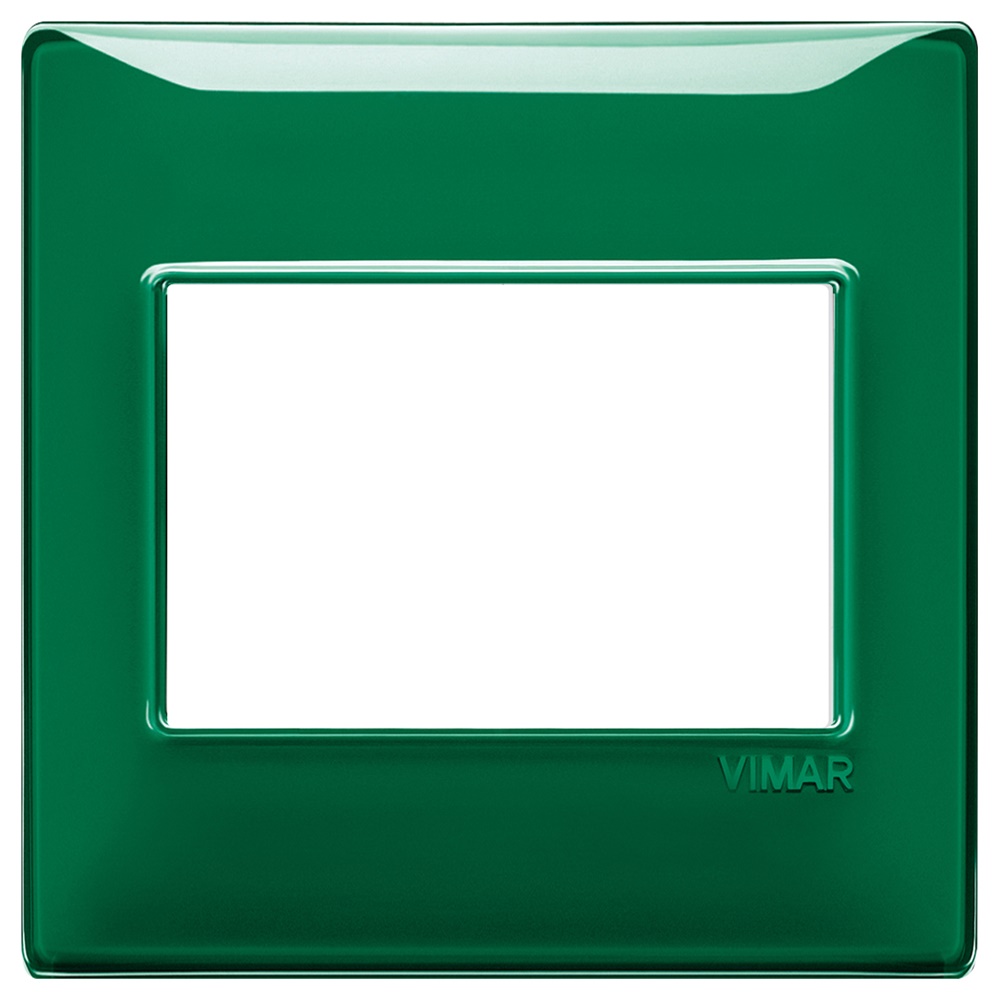 Placca 3 moduli tecnopolimero Reflex smeraldo per impianti elettrici