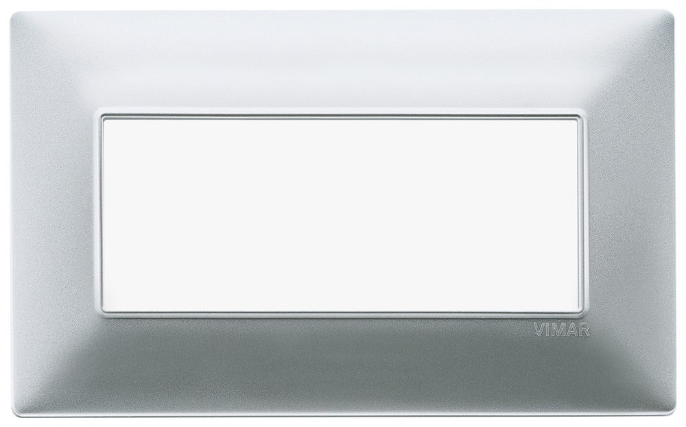 Placca 5 moduli BS tecnopolimero vernice argento opaco per installazioni elettriche