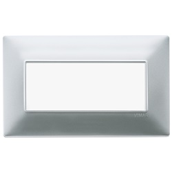 Placca 5 moduli BS tecnopolimero vernice argento opaco per installazioni elettriche