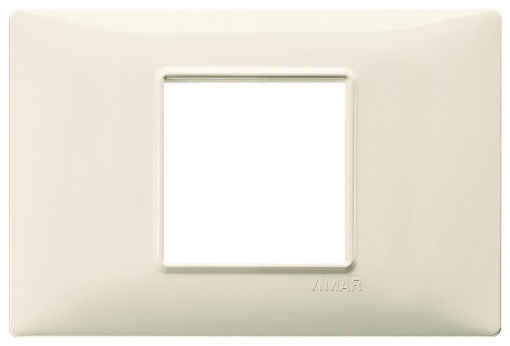 Placca 2 moduli centrali beige tecnopolimero per installazioni elettriche interne