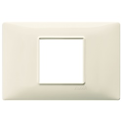 Placca 2 moduli centrali beige tecnopolimero per installazioni elettriche interne