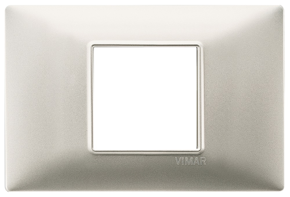 Placca 2 moduli centrali nichel opaco tecnopolimero per installazioni elettriche standard