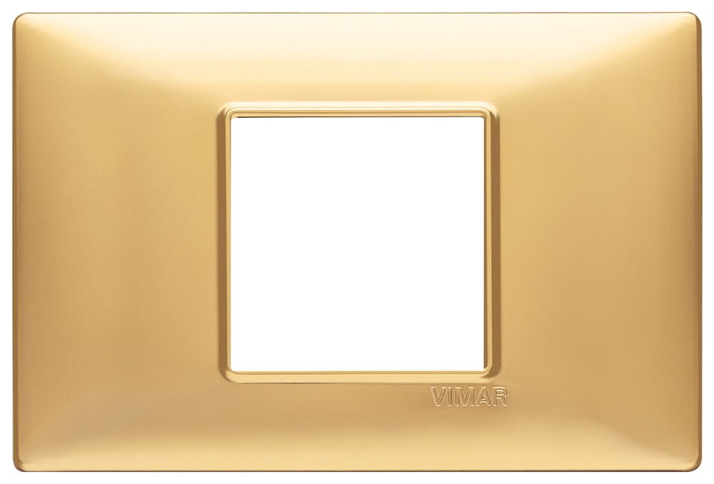 Placca 2 moduli tecnopolimero oro opaco per installazioni elettriche interne