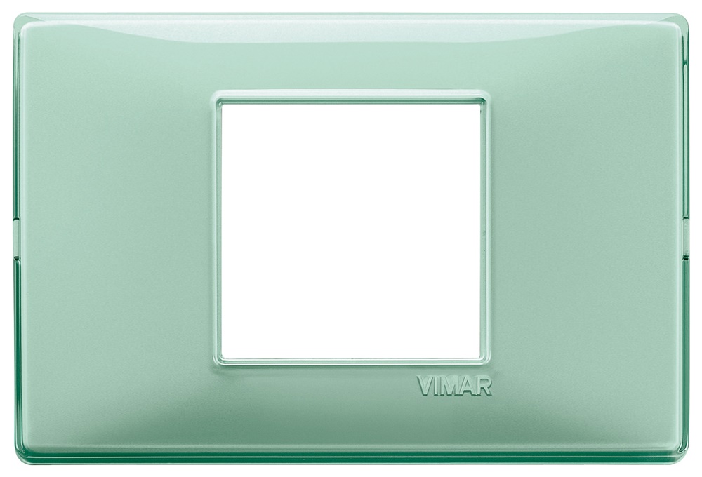 Placca 2 moduli centrali tecnopolimero colore menta per impianti elettrici
