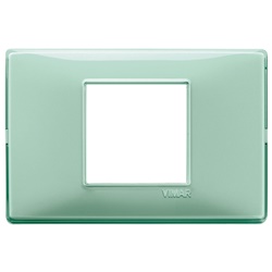Placca 2 moduli centrali tecnopolimero colore menta per impianti elettrici