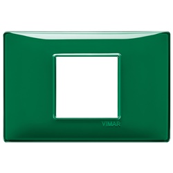Placca 2 moduli centrali tecnopolimero Reflex smeraldo per impianti elettrici