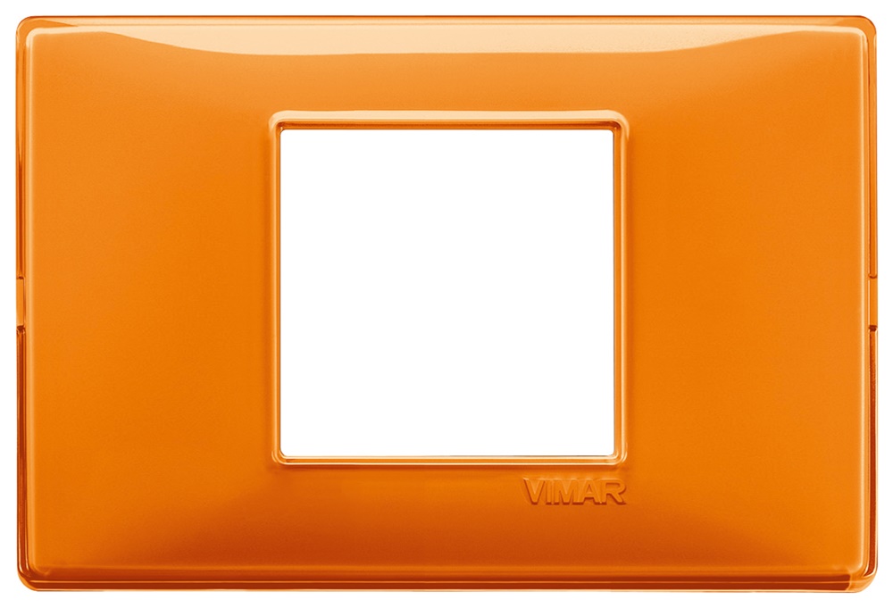 Placca 2 moduli centrali tecnopolimero Reflex arancio per impianti elettrici