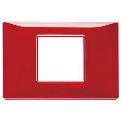 Placca 2 moduli centrali Reflex rubino tecnopolimero per installazioni elettriche