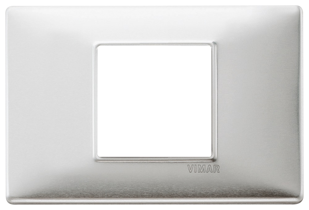 Placca 2 moduli centrali alluminio spazzolato metallo design moderno uso elettrico