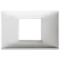 Placca 2 moduli centrali alluminio spazzolato metallo design moderno uso elettrico