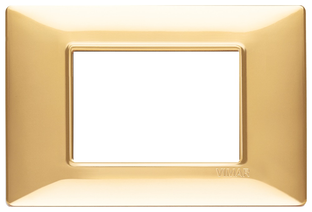 Placca 3 moduli oro lucido Plana 