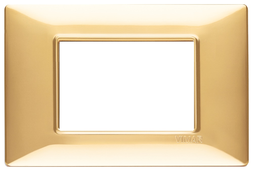Placca 3 moduli tecnopolimero oro lucido per installazioni elettriche