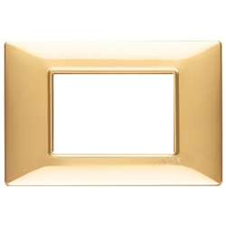 Placca 3 moduli oro lucido Plana 