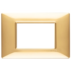 Placca 3 moduli tecnopolimero oro lucido per installazioni elettriche