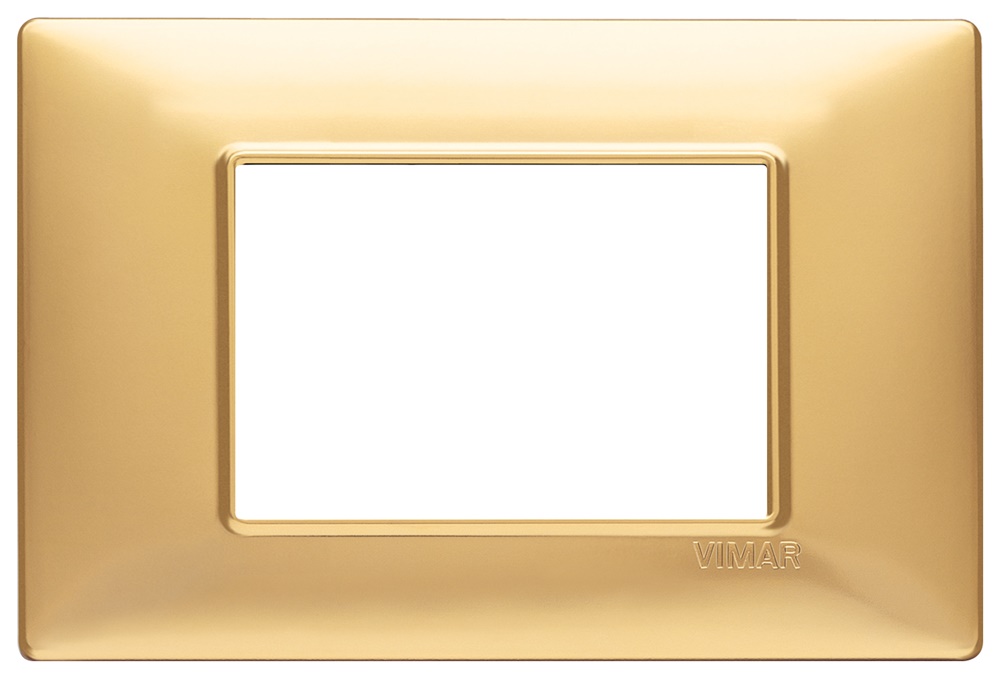 Placca 3 moduli tecnopolimero oro opaco per installazioni elettriche