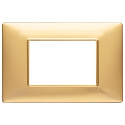 Placca 3 moduli tecnopolimero oro opaco per installazioni elettriche