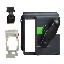 Manopola girevole anteriore nera per interruttori NS630b-1600, isolamento IP40 IK07, bloccabile spegnimento