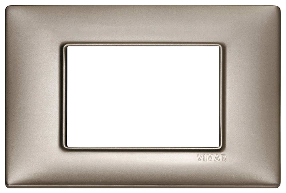 Placca 3 moduli metallo nichel perlato per installazioni elettriche