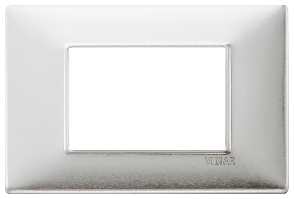 Placca 3P alluminio spazzolato Plana 