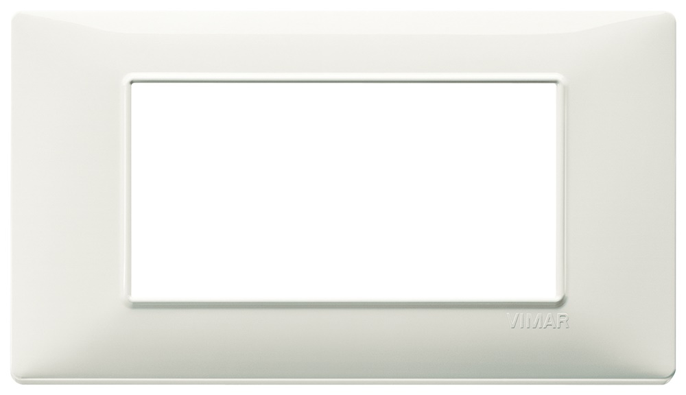 Placca 4 moduli tecnopolimero avorio per impianti elettrici parete