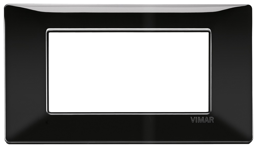 Placca 4 moduli tecnopolimero nero per installazioni elettriche