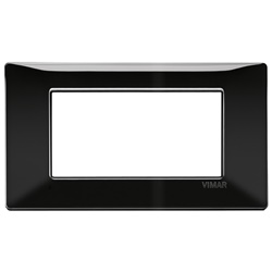 Placca 4 moduli tecnopolimero nero per installazioni elettriche