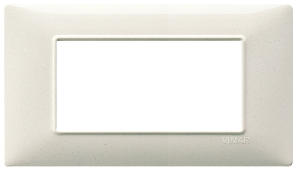 Placca 4 moduli tecnopolimero bianco granito per installazioni elettriche