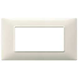 Placca 4 moduli tecnopolimero bianco granito per installazioni elettriche