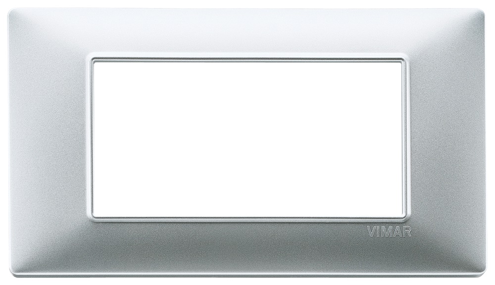 Placca 4 moduli tecnopolimero argento opaco per impianti elettrici