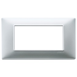 Placca 4 moduli argento opaco Plana 