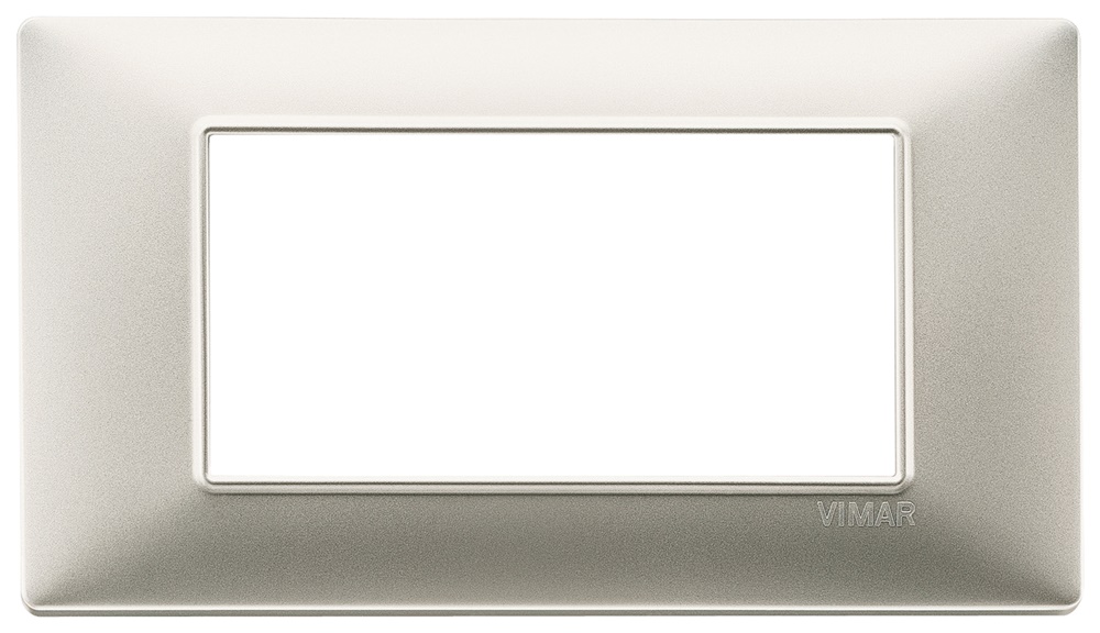 Placca 4 moduli tecnopolimero finitura nichel opaco per impianti elettrici