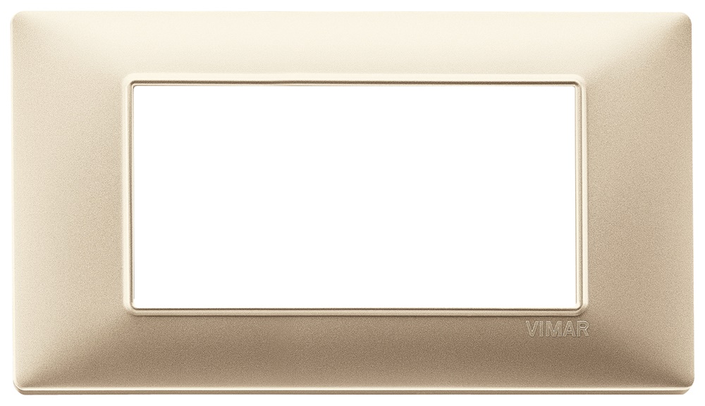 Placca 4 moduli tecnopolimero champagne opaco per installazioni elettriche