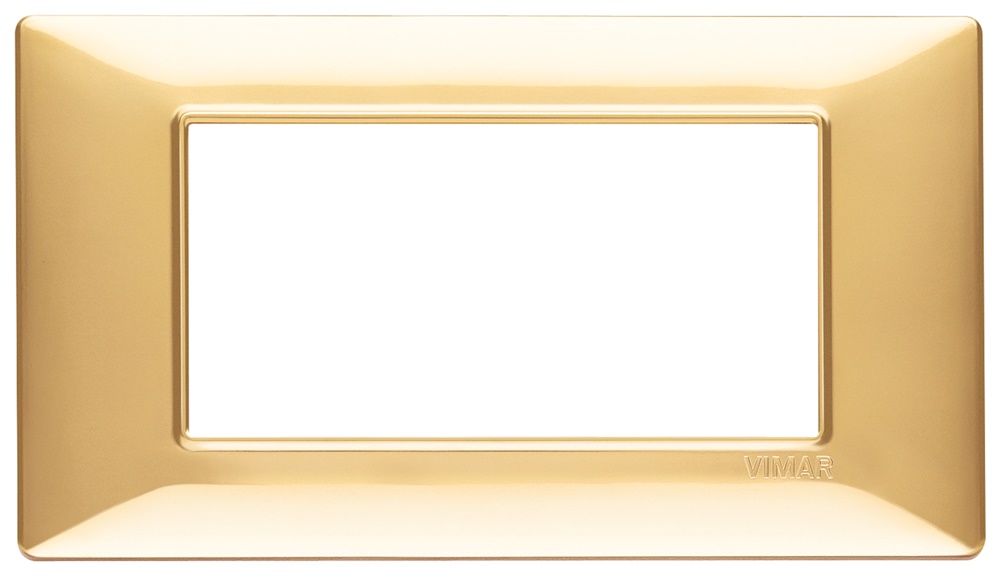 Placca 4 moduli tecnopolimero oro lucido per installazioni elettriche