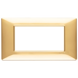 Placca 4 moduli tecnopolimero oro lucido per installazioni elettriche