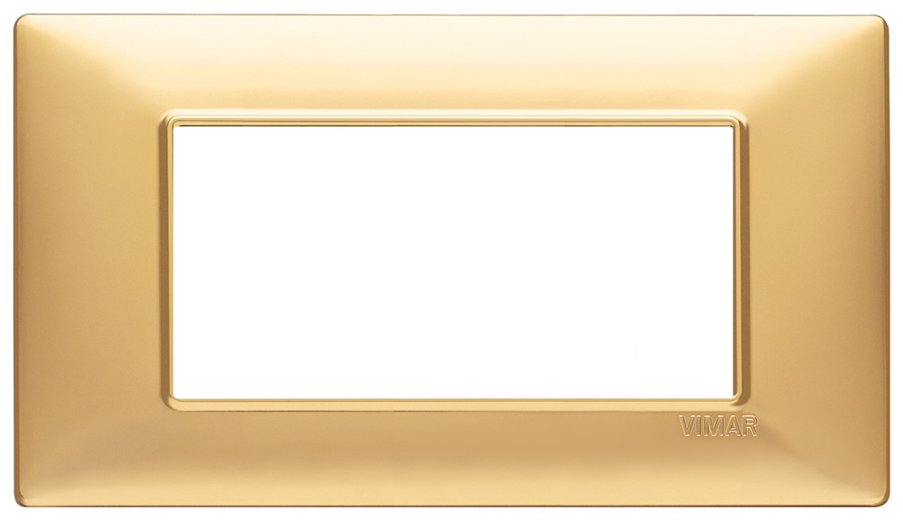 Placca 4 moduli tecnopolimero oro opaco per impianti elettrici
