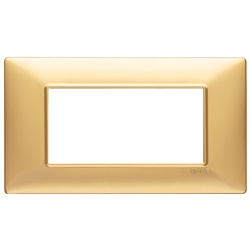 Placca 4 moduli tecnopolimero oro opaco per impianti elettrici