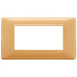 Placca 4 moduli tecnopolimero Reflex ambra per impianti elettrici